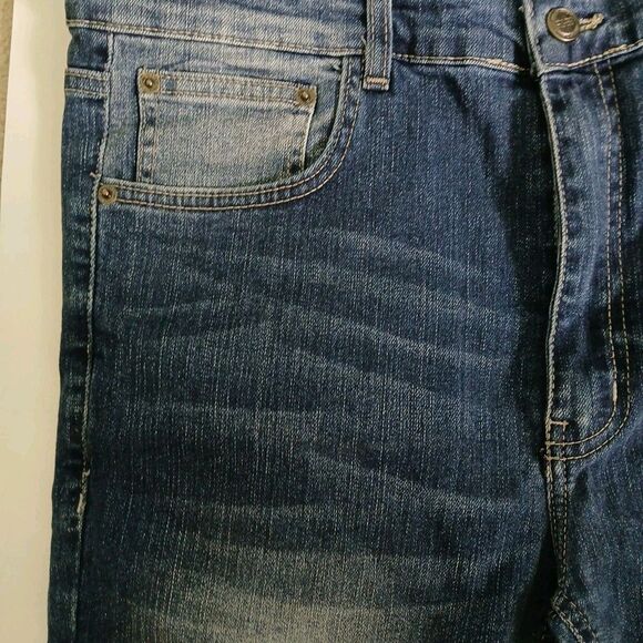 GS115 Men's Streetwear Urban Blue Jean Size 36 Distressed Medium Wash Zip Button - Picture 14 of 16